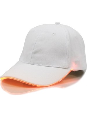 Szykd LED Işıltılı Beyzbol Şapkası Erkek Dış Mekan Floresan Sunhat Stil: Renk: Beyaz Şapka Turuncu Işığı  (Yurt Dışından)