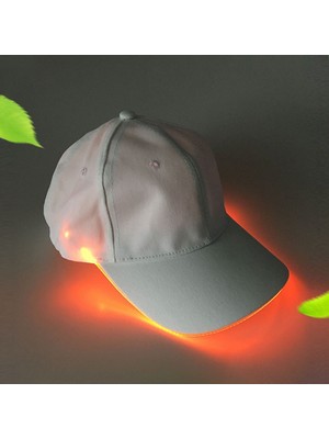 Szykd LED Işıltılı Beyzbol Şapkası Erkek Dış Mekan Floresan Sunhat Stil: Renk: Beyaz Şapka Turuncu Işığı  (Yurt Dışından)