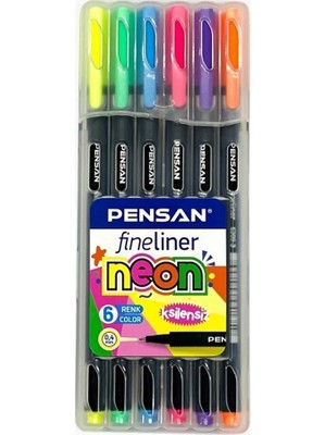 Pensan Fineliner 6 Neon Renk 0.4mm Ince Keçe Uçlu Yazı Kalemi 1 Paket 6 Lı Neon Fineliner Kalem Seti