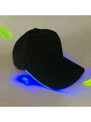 Szykd LED Işıltılı Beyzbol Şapkası Erkek Dış Mekan Floresan Sunhat Stil: Renk: Siyah Şapka Mavisi Işık  (Yurt Dışından)