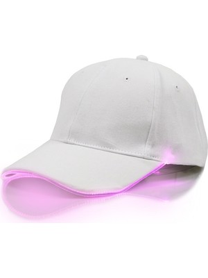 Szykd LED Işıklı Beyzbol Şapkası Erkek Dış Mekan Floresan Sunhat Stil: Şarj Edilebilir Renk: Beyaz Şapka Pembe Işık  (Yurt Dışından)