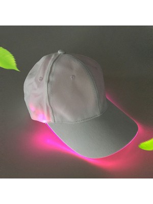 Szykd LED Işıklı Beyzbol Şapkası Erkek Dış Mekan Floresan Sunhat Stil: Şarj Edilebilir Renk: Beyaz Şapka Pembe Işık  (Yurt Dışından)