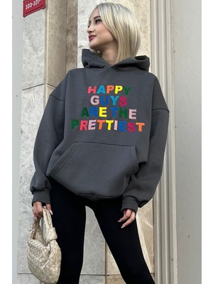 Madmext Füme Renkli Nakışlı Bisiklet Yaka Sweatshirt MG1574