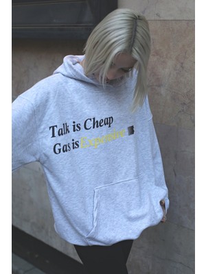 Madmext Karmelanj Baskılı Oversize Kapüşonlu Sweatshirt MG1573