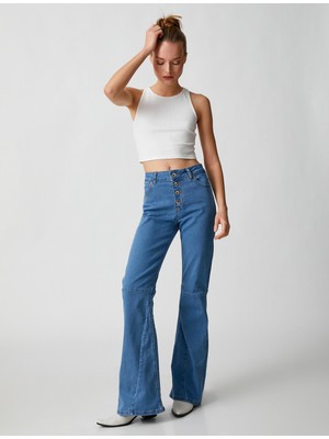 Koton Ispanyol Paça Kot Pantolon Yüksek Bel- Victoria Slim Jean