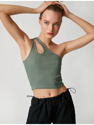 Koton Crop Atlet Tek Omuz Pencere Detaylı Fitilli