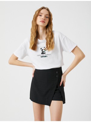 Koton Uzak Doğu Baskılı Tişört Kısa Kollu Bisiklet Yaka Pamuklu