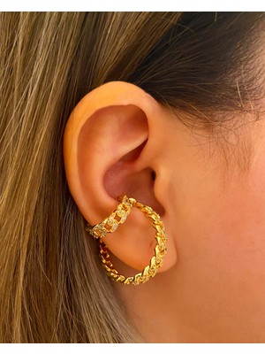 Pireksiya İkili Zincir Çelik Earcuff