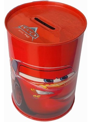 Cars Şimşek Mcqueen Metal Kumbara Orta Boy Orjinal Lisanslı 1 Adet Arabalar Kırmızı Kumbara Teneke