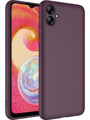 Caseworld Galaxy A04E ile Uyumlu Kapak Içi Kadife Kamera Korumalı Lansman Silikon Kılıf - Mürdüm