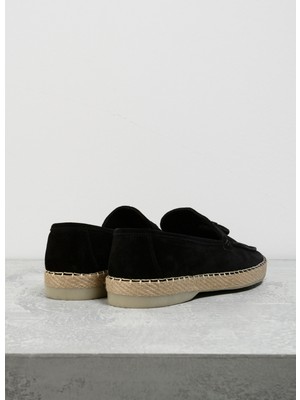 F By Fabrika Deri Siyah Erkek Espadril Rosas1010