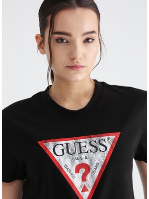 Guess Bisiklet Yaka Siyah Kadın T-Shirt W2BI69K8FQ1JBLK