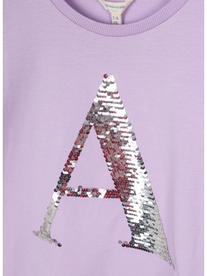 Aeropostale Baskılı Lila Kız Çocuk T-Shirt 23SAG-44