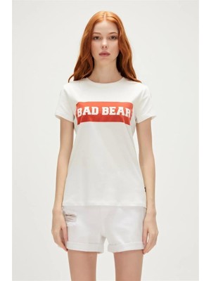 Bad Bear Badbear Alıana Kadın T-Shırt Şeker Beyaz