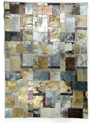 Dericibey Çok Renkli Doğal Dana Derisi Patchwork Halı 170 x 240 cm