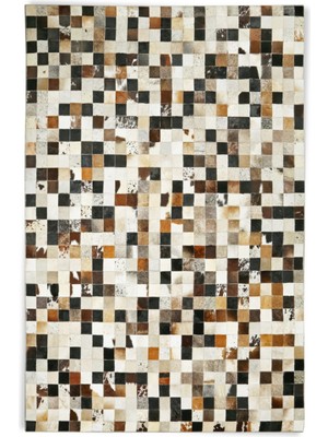 Dericibey Çok Renkli Dana Derisi Patchwork Halı 170 x 240 cm