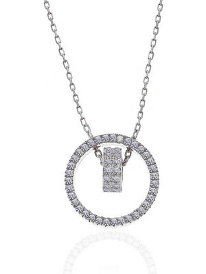 Gumush Gümüş İç İçe Geçmiş Halka Kadın Kolye