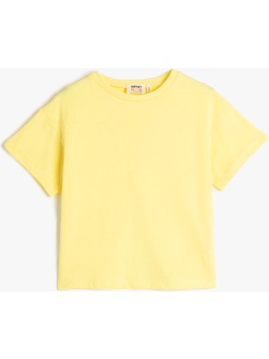 Koton Arkası Pencere Detaylı Basic Tişört Kısa Kollu Bisiklet Yaka Pamuklu