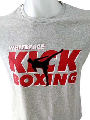 Whiteface Kick Boks Özel Tasarım Baskılı  Tişört (Gri)