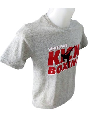 Whiteface Kick Boks Özel Tasarım Baskılı  Tişört (Gri)