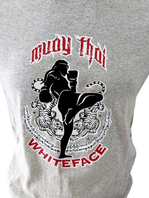 Whiteface Muay Thai Özel Tasarım Baskılı Tişört (Gri)