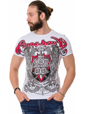 Cipo & Baxx CT716 Ön Arka Gölge Baskılı Beyaz Tişört