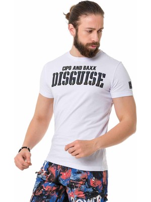 Cipo & Baxx CT737 Steath Kabartma Beyaz Tişört