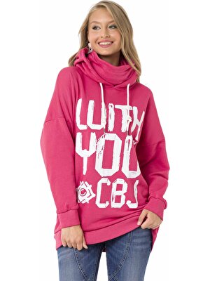 Cipo & Baxx WL345 Kırmızı Oversize Bayan Sweatshirt