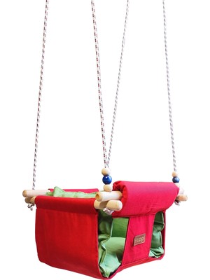 Mavi Trend Ahşap Salıncak Bebek ve Çocuk Salıncağı Hamak Beşik Kırmızı Yeşil Model