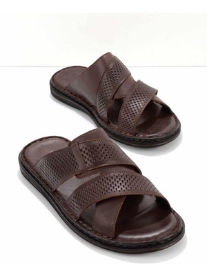 Kahve Leather Erkek Terlik E04804050103