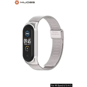 Xiaomi Mi Band 3/4/5/6 Uyumlu Metal Hasır Kordon Kayış Gri