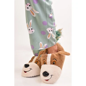 Unisex Köpek Figürlü Peluş Panduf Ev Pandufu Ev Botu
