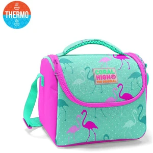 Coral High Kids Su Yeşili Neon Pembe Flamingo Desenli Thermo Beslenme Çantası 11804
