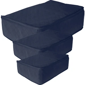 Sandık Tipi Elyaf Mini Midi Maxi 3'lü Hurç Seti Lacivert