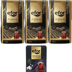 Efor Çay Efor Platinum Siyah Dökme Çay 1.000 gr x 3 Adet + Tomurcuk Bergamot Aromalı 100 gr