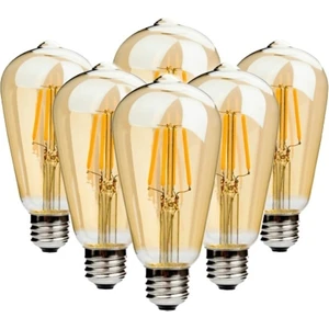Grafen Rustik Led Ampul 6 Lı Eko Paket Amber E27 Duy Armut Tipi ST64 Dekoratif Aydınlatma