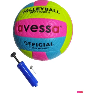 VLM-700 Makina Dikişli Soft Touch 280 gr Fosforlu Deri Voleybol Topu No:5 + Top Pompası