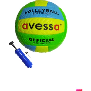 VLM-700 Makina Dikişli Soft Touch 280 gr Fosforlu Deri Voleybol Topu No:5 + Top Pompası