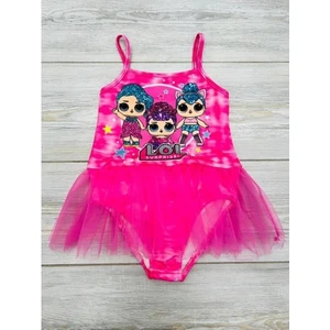 Lolli Boom Kids Kız Çocuk Balerin Tütülü Pembe Renk Lol Bebekler Baskılı Mayo Tül Tütü Detaylı Yeni Sezon