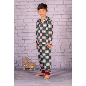 Erkek Çocuk Ekose Desen Pijama Takımı
