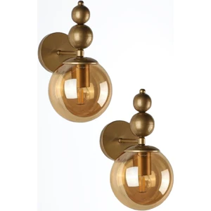 Ömür Avize Bolivia   2li Eskitme Gold Bal Camlı  Duvar Aplik