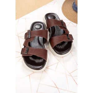 Bada  Deri Erkek Terliği,  Deri Terlik, Ortopedik Taban Terlik, Hafif Deri Terlik