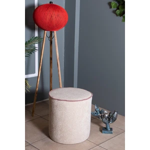 Gazzini Furniture Venice Krem Teddy Puf- Yuvarlak Makyaj Masası Pufu