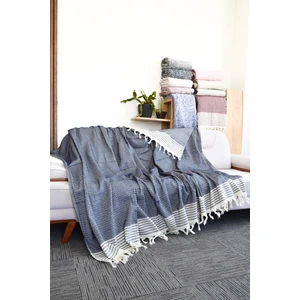 Mutlu Çeyiz Diamond Pamuklu Kolları Örten Kanepe Çekyat Örtüsü Çok Amaçlı 180X300 cm Lacivert Koltuk Örtüsü