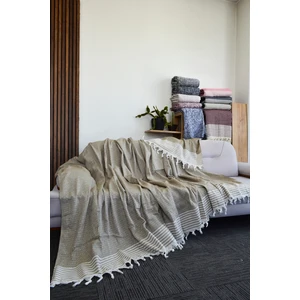 Mutlu Çeyiz Diamond Pamuklu Kolları Örten Kanepe Çekyat Örtüsü Çok Amaçlı 180X300 cm Kahverengi Koltuk Örtüsü