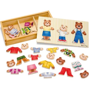 Melissa and Doug Ahşap Ayıcık Ailesi - Değiş Tokuş Giydirme Yapbozu - 45 Parça