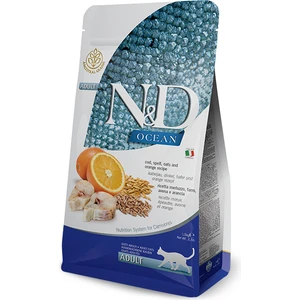 Nd Ocean 1,5kg kedi Düşük Tahıllı Morina Balığı Kılçıksız Buğday Yulaf ve Portakallı Kedi Maması Cod Spelt