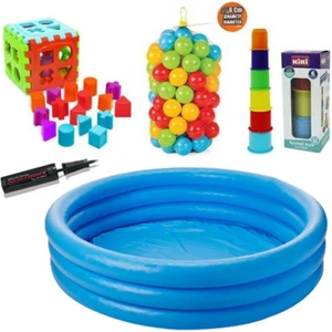 Intex Eğitici Bebek Oyuncakları Seti Şişme Havuz 114CM - Top - Bultak - Mini Kule - Pompa