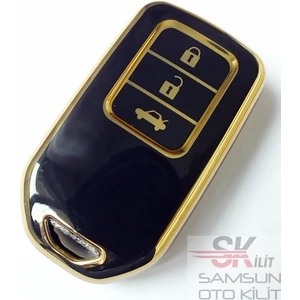 Skilit Samsun Oto Kilit Honda Civic Accord Cr-V Hr-V Smart Nano Silikon Anahtar Kılıfı Kumanda Kılıfı Siyah