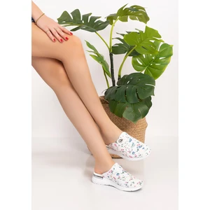 Nur Medikal Giyim Pastel Çiçek Desenli Comfort Taban Kadın Ortopedik Sabo Terlik 1009